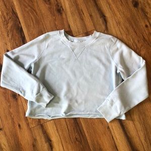 Distressed Light Blue Cropped Sweatshirt!
